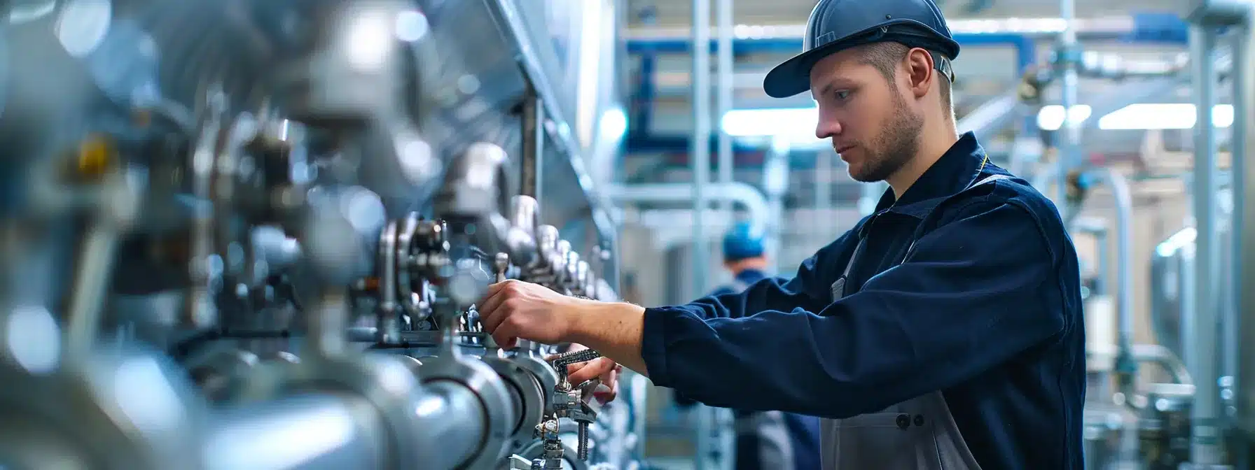 a professional plumber conducts a detailed inspection of a commercial kitchen's plumbing system, surrounded by gleaming stainless steel fixtures and bustling activity, emphasizing the importance of proactive maintenance for operational efficiency.